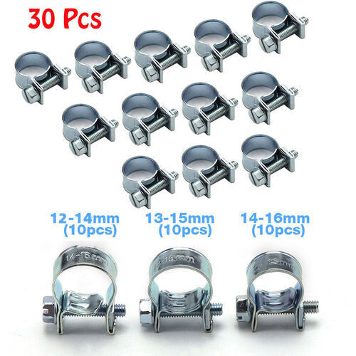 30 Pcs 1/4 5/16 3/8 Fuel Injection Gas Line Hose Clamps Clip Pipe Clamp NEW
