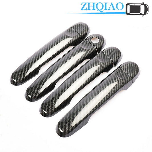 Carbon Fiber Door Handle Covers Trim Fits for Nissan Tiida Sunny March Versa 12-19