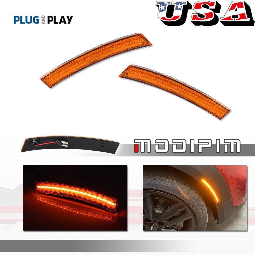 2-Pack Amber Yellow Front LED Side Marker Lights for Mini Cooper R50 R52 R53 02-08