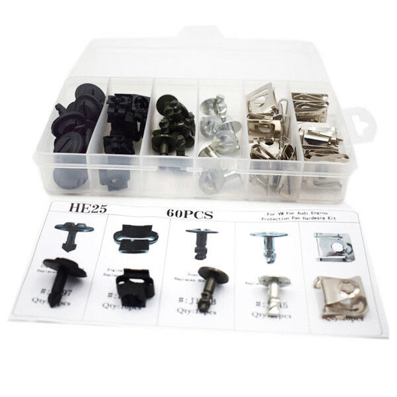 US Stock 60x Automotive Engine Protector Disc Hardware Kit Pin Clip Nut Universal Trim