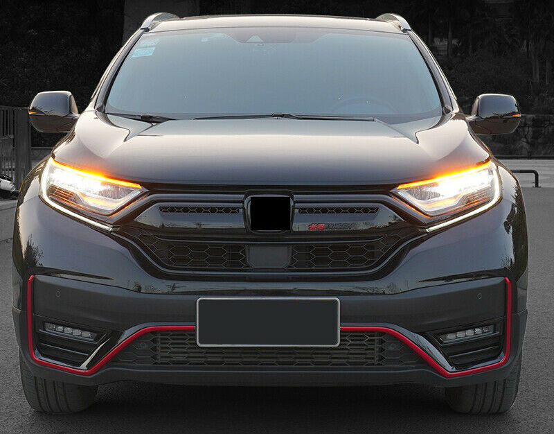 Black+Red Front Bumper Grille Lower Moulding Trim Strip for Honda CR-V 2020-2022
