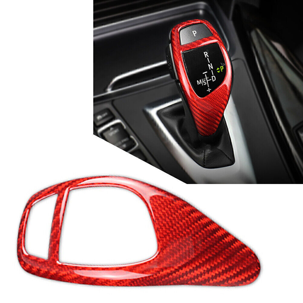 Carbon Fiber Gear Shift Knob Cover Trim for BMW 1 2 3 4 5 6 Series X3 X5 X4 Red
