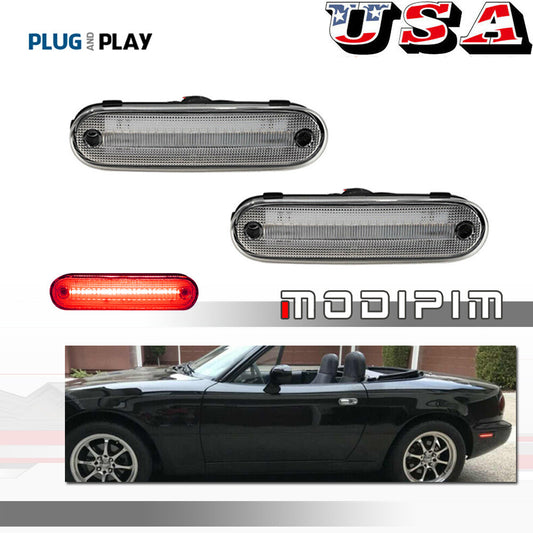 Red LED rear parking signal light for 1990-05 for Mazda Miata MX-5 (transparent)