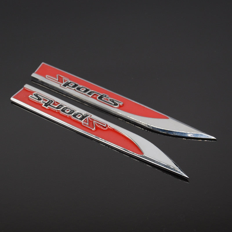 Red Car Flank Fender Sport Metal Dagger Fender Emblem Sticker Badge Decal Racing