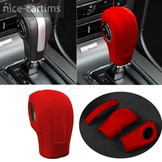 for Ford for Mustang 2009-2013 Inner Gear Shift Knob Trim Accessories Suede Wine Red