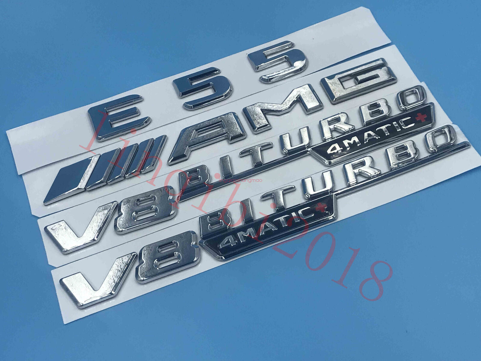 Flat-bottomed E55 AMG V8 BITURBO Trunk Embl badge sticker for Mercedes-Benz