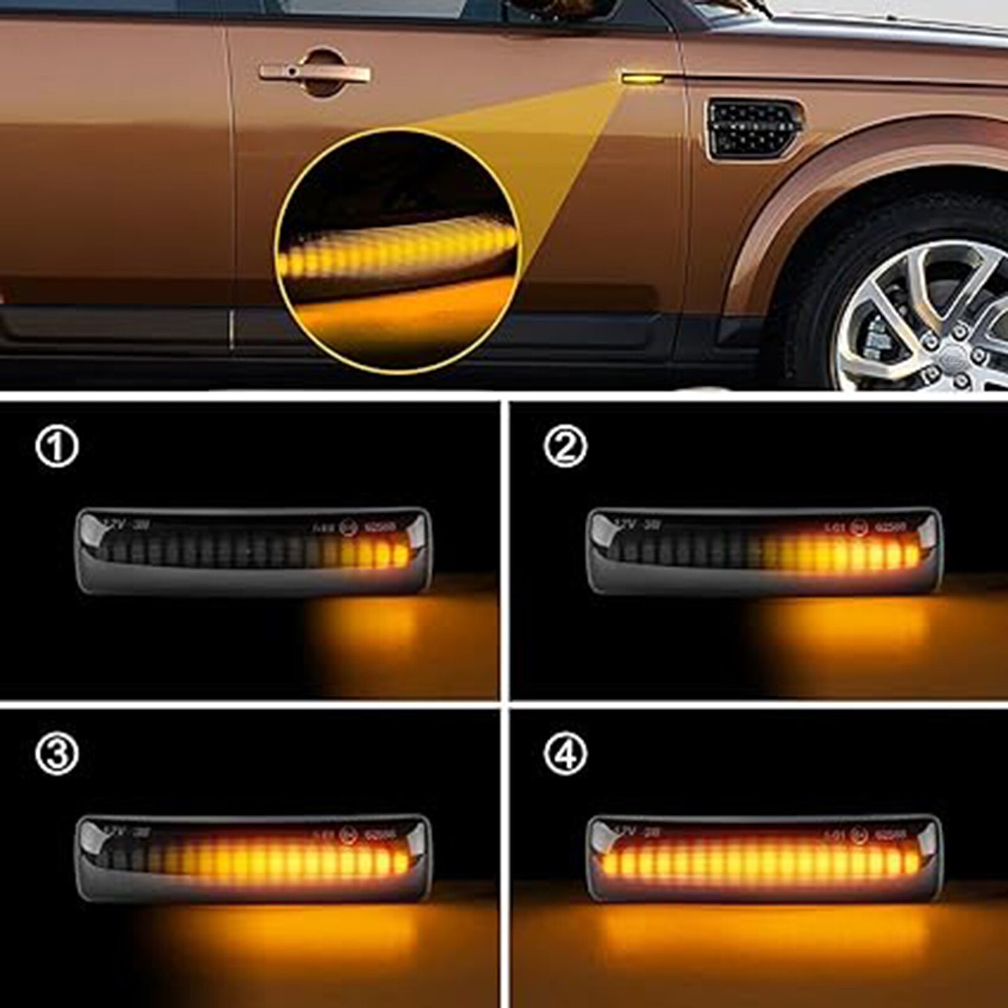 LED Side Marking Indicator Light LED Lamp for LandRover Discovery 3 4 Freelander