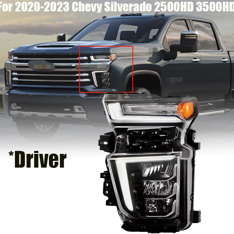Driver LH LED High Low+DRL Headlight For 2020-2023 for Chevy Silverado 2500HD 3500HD