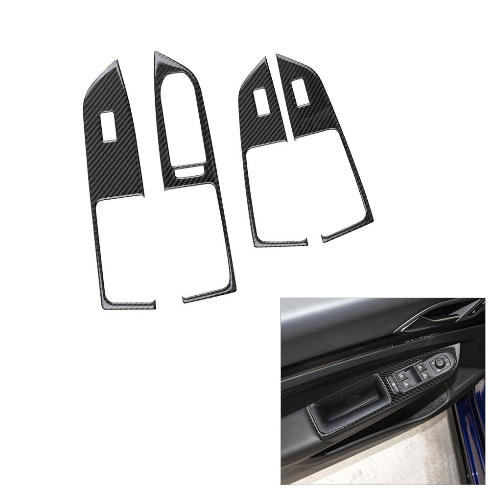 4Pcs Carbon Fiber Interior Window Control Cover Trim for VW for Golf 8 MK8 GTI 2021