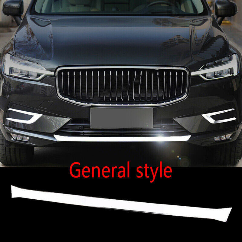 for Volvo XC60 2018-2021 Silver Steel Front Bumper Lip Lower Grille Strip Trim
