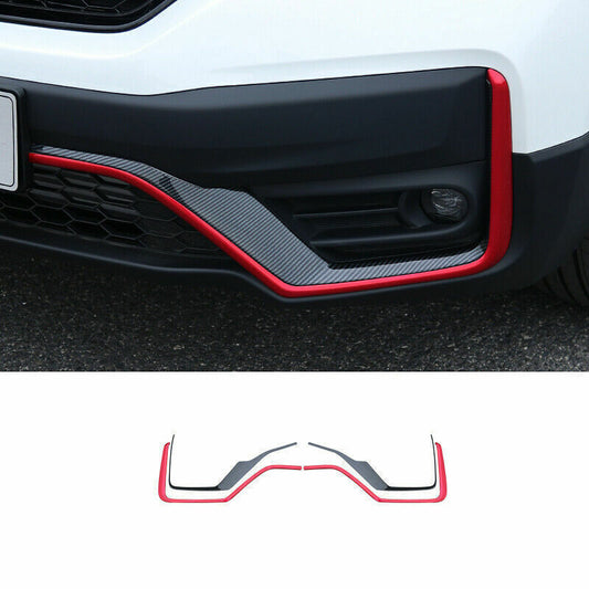 for Honda CR-V 2020-2022 Red Carbon Fiber Front Bumper Lower Strip Guard Trim 4P
