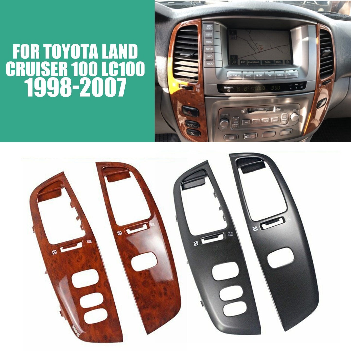 Wooden dashboard ventilation frame kit suitable for Toyota for Land Cruiser LC100 FJ100