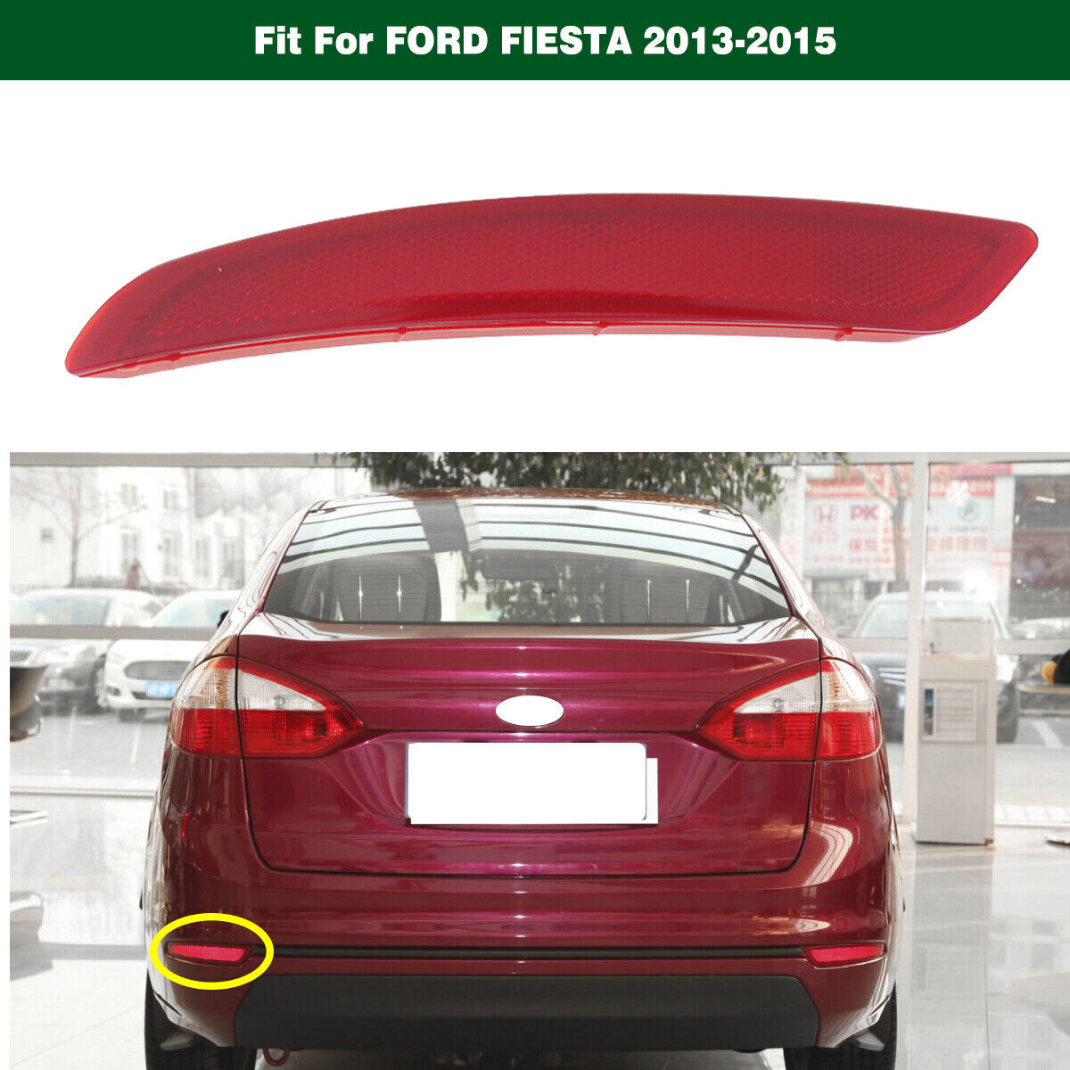1Pcs Rear Bumper Reflector Light Lamp Left Side for Ford Fiesta Sedan 2013-2015