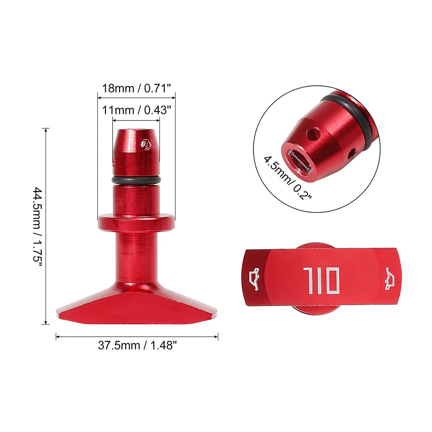 Red Billet Aluminum Oil Dipstick Handle fits MOST for Chevy , for Ford , for Dodge , for Jeep V8