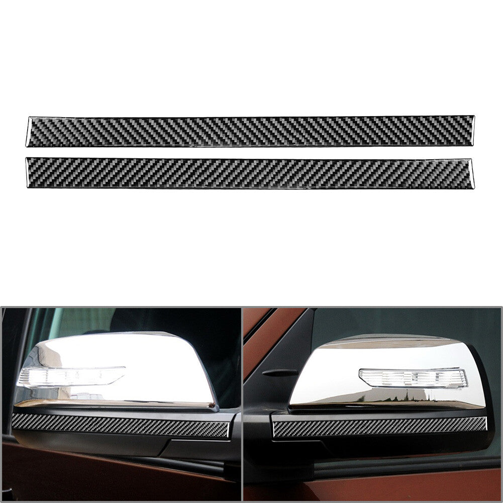 2x Carbon Fiber Rearview Mirror Anti-Scratch Strip Trim Fit for Toyota Tundra 14-21