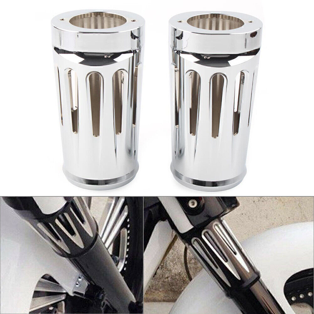 Fit for Harley Touring Glide Trike 1986 - 13 Chrome Fork Boot Slider Cover Cow Bell
