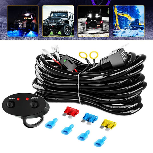 12V 18AWG 2-lead LED strip wiring harness with switch, relay, blade fuse kit