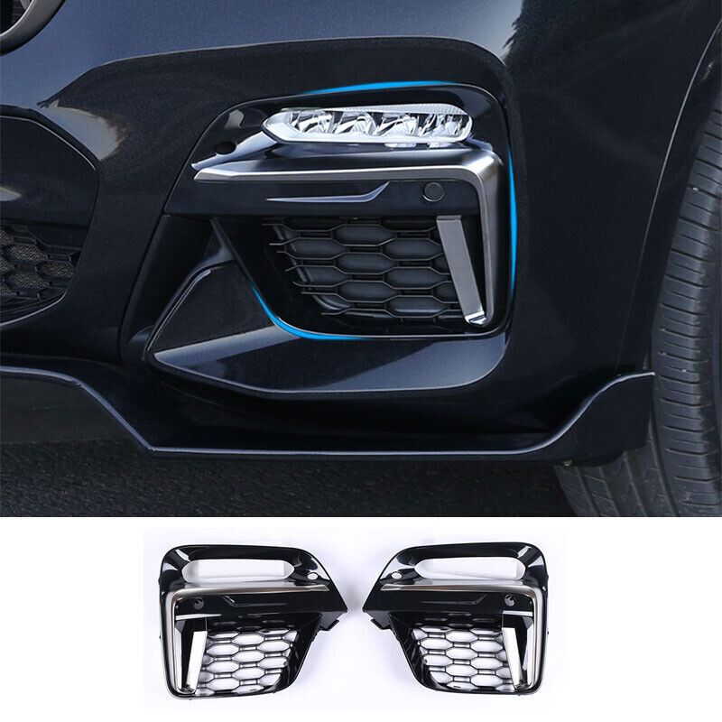 for BMW X3 X4 G01 G02 2018-2021 Car Front Fog Light Lamp Cover Grille Decor Set
