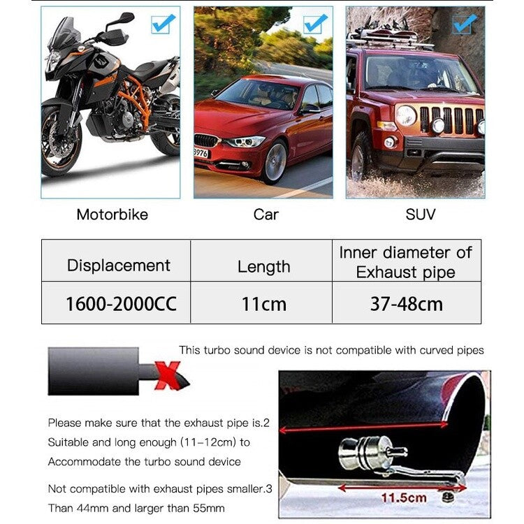 Universal simulator Whistler exhaust turbine pipe sound muffler Blow Off XL 2-piece set