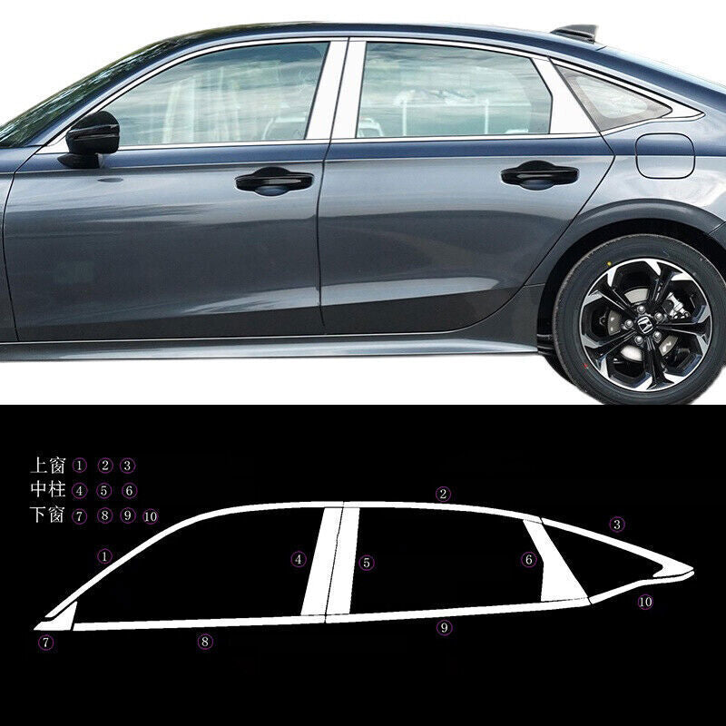 20Pcs for Honda for Civic Sedan 2022-23 Chrome Steel Window Sill Molding Cover Trim