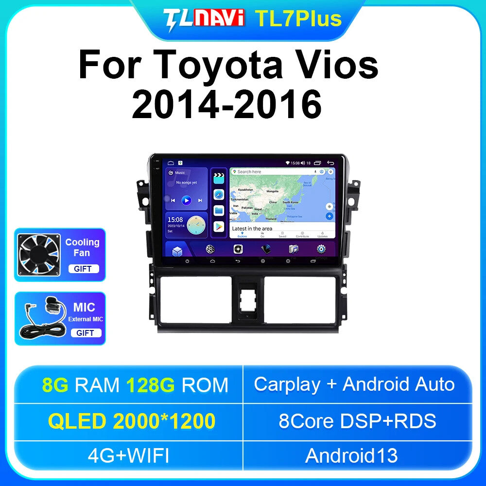 2014-16 for Toyota Vios GPS for Navigator Carplay Car Radio Multimedia Player Screen