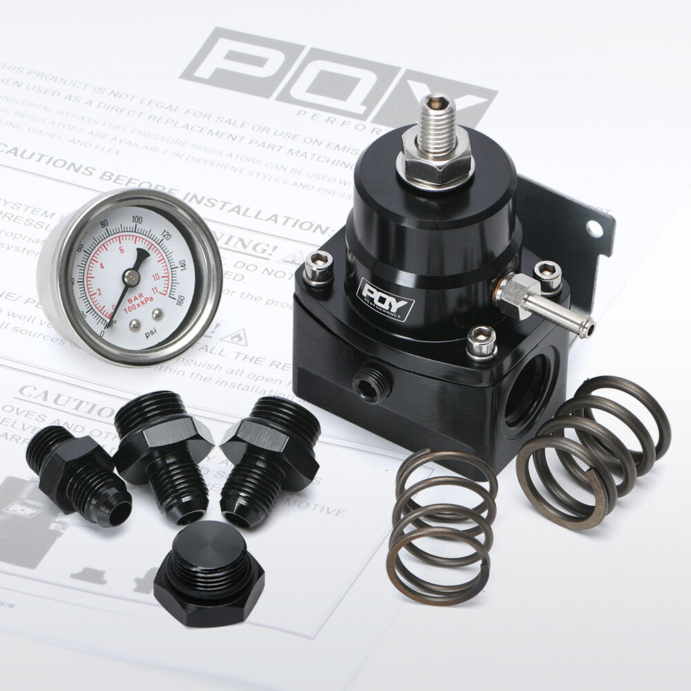 Fuel Inject Pressure Regulator W/ Boost Gauge 3-70 psi 6AN EFI Kit AN6 Fittings