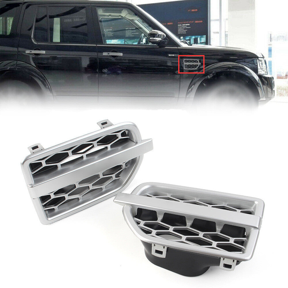 2x Front Grille Air Intake Fender Vent Grill for Land Rover LR4 2010-2016 Silver
