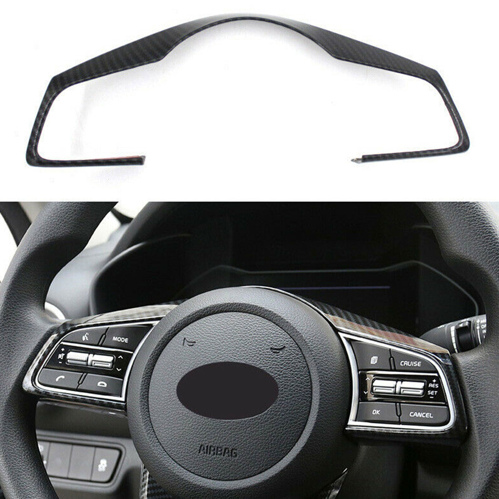 for Kia K3 Forte 2019-2023 Steering Wheel Frame Cover Trim Carbon Fiber Decorate