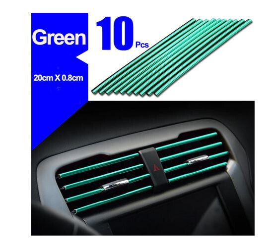 10-Piece Car Air Conditioner Socket Decorative Molded Trim Strips in Green for BMW
