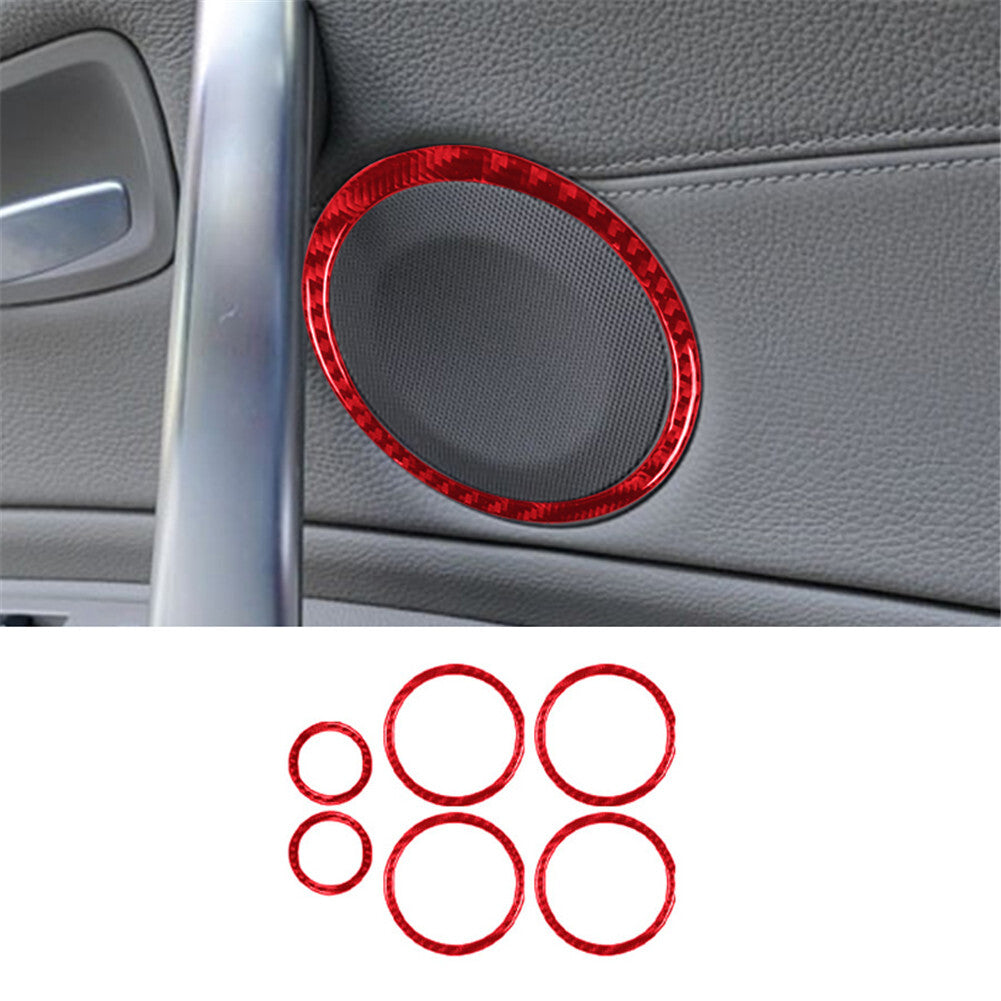 6Pcs Door Horn Trim Cover Decor for BMW 1Series Convertible E82/E88 2008-013 Red