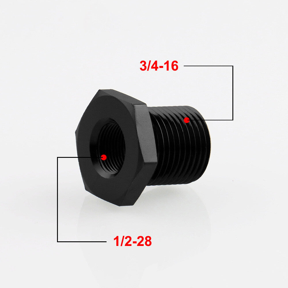 1PC 1/2-28 to 3/4-16 Automotive Threaded Oil Filter Adapter Black Aluminum Black