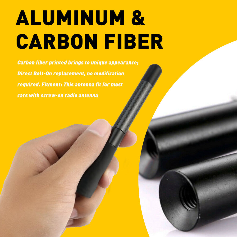 4.7inches+ Screw Car Antenna Carbon Fiber Radio FM Antena Black Kit Universal