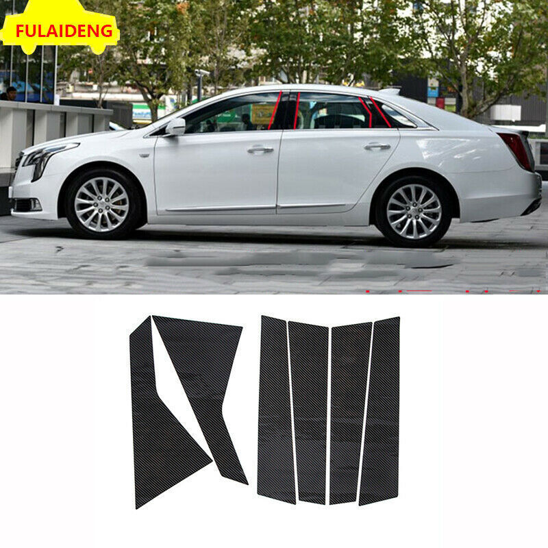 6P for Cadillac XTS 2013-2018 Carbon fiber Sticker Door B,C Pillar Plate Molding