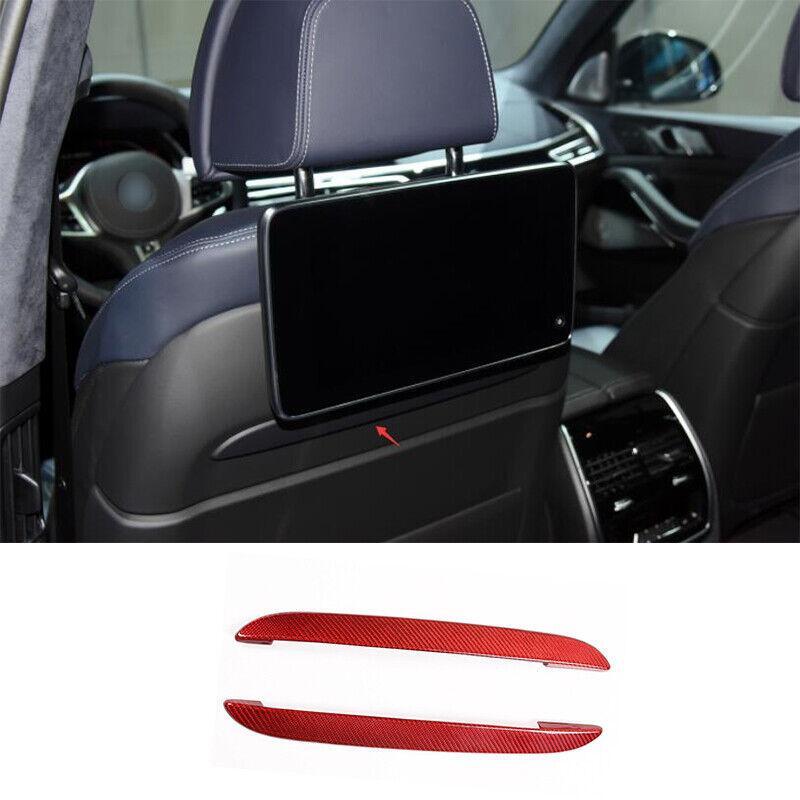 Red Dry Carbon Fiber for Seat Back Net Bag Frame Cover Trim for BMW X7 G07 2019-2022