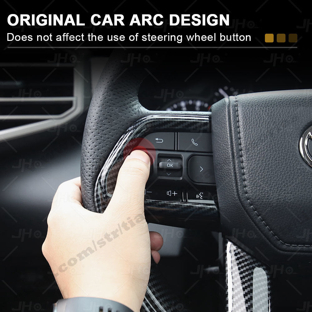 Carbon Fiber Interior Steering Wheel Trim Cover Frame Fit for Toyota Tundra 2022