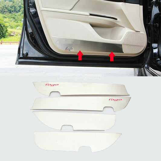 4P Silver Inner Door Anti-Kick Pad Panel Cover for Honda Accord Sedan 2014-2017
