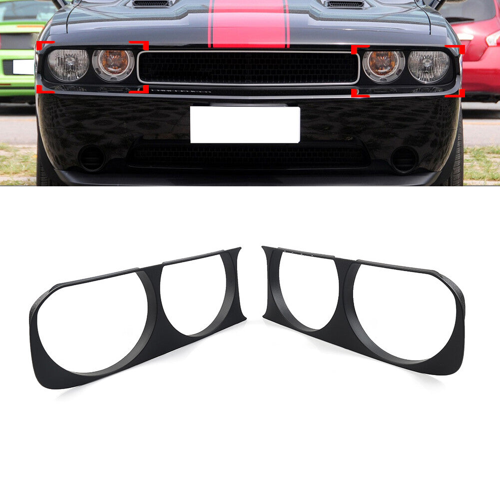 Headlight Headlamp Bezel Frame Trim Matte Black for Dodge for Challenger 2008-2014