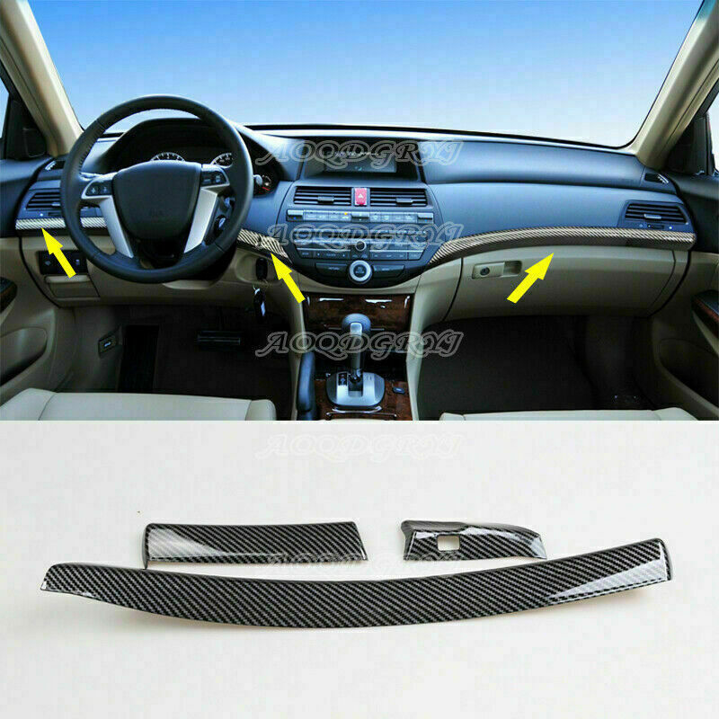 for Honda Accord 4DR 2008-2012 Carbon Fiber Central Console Dashboard Strip Trim