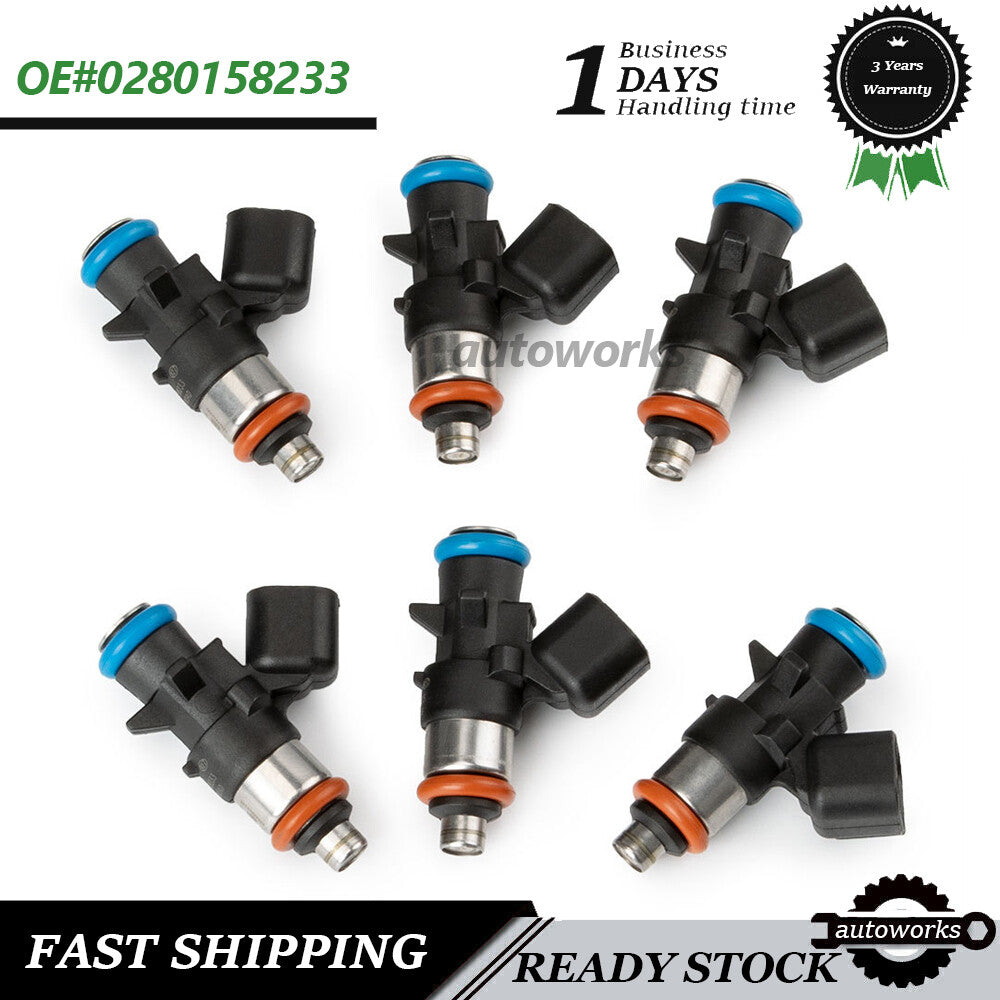6pcs Fuel Injectors 5184085AC for Chrysler for Dodge for Ram for Jeep 3.6L 0280158233 11-17