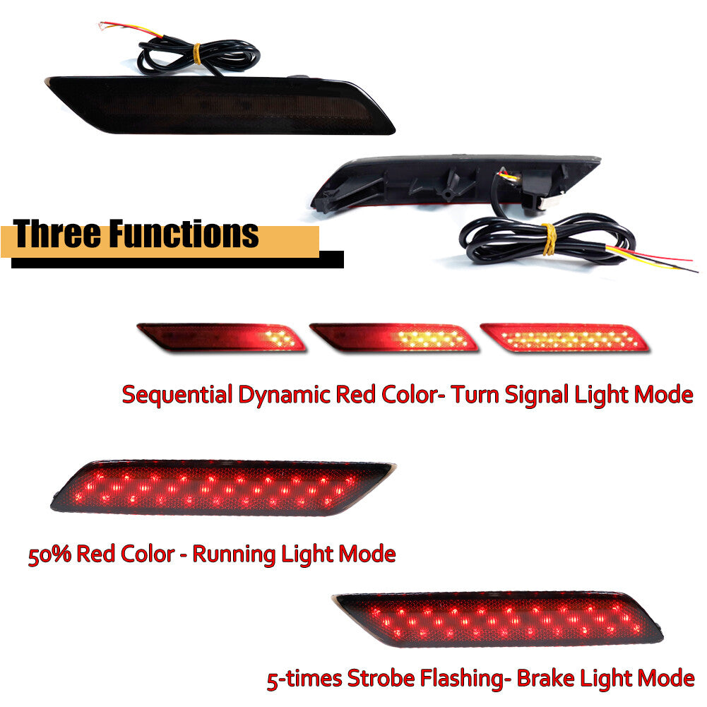Black lens bumper reflector 60-SMD LED marker light for 13-15 for Honda for Civic sedan