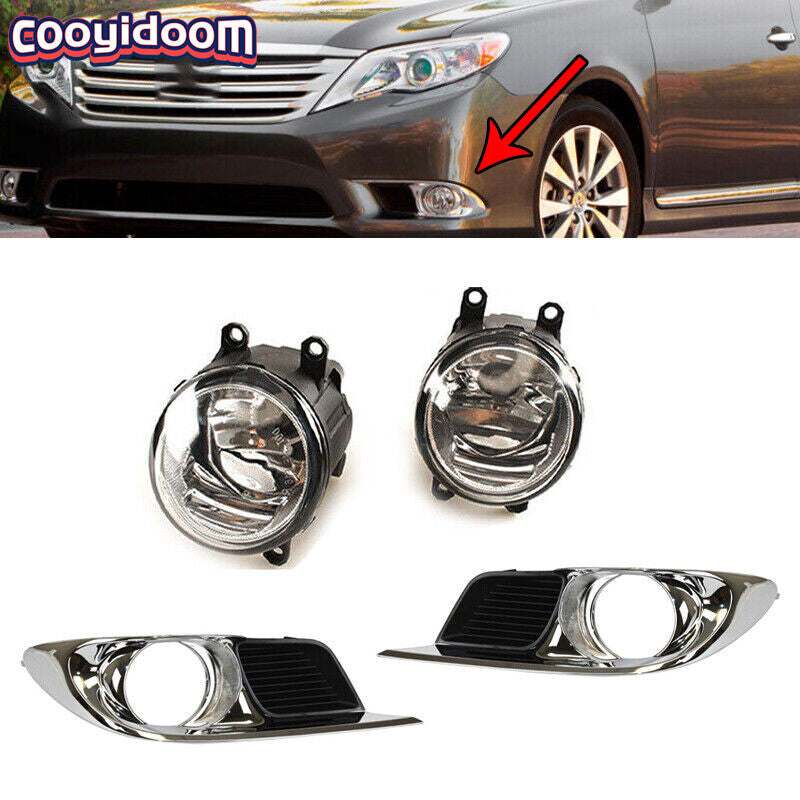 for Toyota for Avalon 2011-2012 Pair Front Fog Light Lamp + Cover Grille