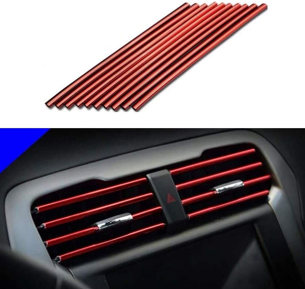 10-piece set of automotive air conditioning socket decorative molded decorative strips in red, suitable for VW .