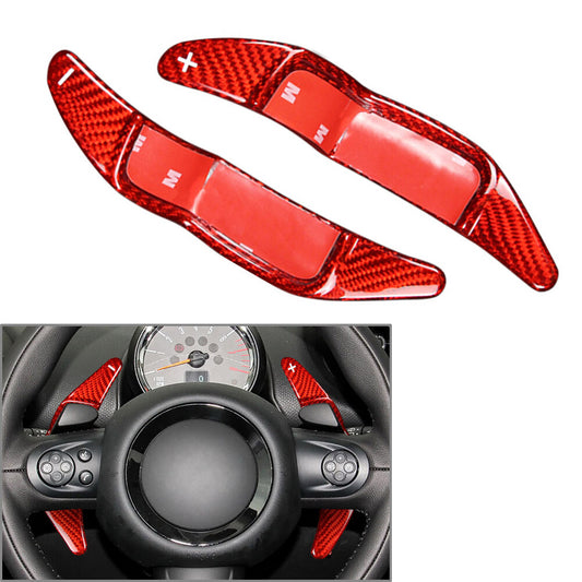 2¢ª Lenkradschaltwippe f¨¹r for Mini R55 R56 R57 R58 R59 R60 Kohlefaser Rot